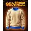 imageBoladeci Mens Full Sherpa Lined Crewneck Sweatshirts Premium Heavyweight Fleece Pullover Thick Thermal Cotton SweatShirtsColor Blue