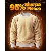imageBoladeci Mens Full Sherpa Lined Crewneck Sweatshirts Premium Heavyweight Fleece Pullover Thick Thermal Cotton SweatShirtsLight Khaki