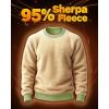 imageBoladeci Mens Full Sherpa Lined Crewneck Sweatshirts Premium Heavyweight Fleece Pullover Thick Thermal Cotton SweatShirtsOlive Green