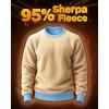 imageBoladeci Mens Full Sherpa Lined Crewneck Sweatshirts Premium Heavyweight Fleece Pullover Thick Thermal Cotton SweatShirtsSky Blue