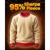 imageBoladeci Mens Full Sherpa Lined Crewneck Sweatshirts Premium Heavyweight Fleece Pullover Thick Thermal Cotton SweatShirtsTomato Red