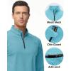 imageBoladeci Mens Quarter Zip Pullover Premium Fleece Lined Heather Long Sleeve Golf Shirts Midweight 14 Half Zip SweatshirtsLake Blue