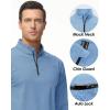 imageBoladeci Mens Quarter Zip Pullover Premium Fleece Lined Heather Long Sleeve Golf Shirts Midweight 14 Half Zip SweatshirtsLight Blue