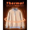 imageBoladeci Mens Quarter Zip Pullover Premium Sherpa Lined Long Sleeve Golf Shirts for Men Midweight 14 Half Zip SweatshirtsLight Grey