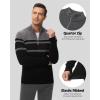 imageBoladeci Mens Sweaters Quarter Zip Pullover Premium Cotton Comfort Mock Neck Striped Fall Winter Fashion Thermal SweatersBlack