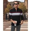 imageBoladeci Mens Sweaters Quarter Zip Pullover Premium Cotton Comfort Mock Neck Striped Fall Winter Fashion Thermal SweatersBlack Light Grey