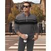 imageBoladeci Mens Sweaters Quarter Zip Pullover Premium Cotton Comfort Mock Neck Striped Fall Winter Fashion Thermal SweatersDark Grey