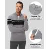 imageBoladeci Mens Sweaters Quarter Zip Pullover Premium Cotton Comfort Mock Neck Striped Fall Winter Fashion Thermal SweatersLight Grey