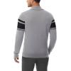 imageBoladeci Mens Sweaters Quarter Zip Pullover Premium Cotton Comfort Mock Neck Striped Fall Winter Fashion Thermal SweatersLight Grey