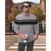 imageBoladeci Mens Sweaters Quarter Zip Pullover Premium Cotton Comfort Mock Neck Striped Fall Winter Fashion Thermal SweatersLight Grey