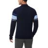 imageBoladeci Mens Sweaters Quarter Zip Pullover Premium Cotton Comfort Mock Neck Striped Fall Winter Fashion Thermal SweatersNavy Blue Lake Blue