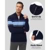 imageBoladeci Mens Sweaters Quarter Zip Pullover Premium Cotton Comfort Mock Neck Striped Fall Winter Fashion Thermal SweatersNavy Blue Lake Blue