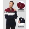 imageBoladeci Mens Sweaters Quarter Zip Pullover Premium Cotton Comfort Mock Neck Striped Fall Winter Fashion Thermal SweatersNavy Blue Light Grey