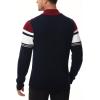 imageBoladeci Mens Sweaters Quarter Zip Pullover Premium Cotton Comfort Mock Neck Striped Fall Winter Fashion Thermal SweatersNavy Blue Light Grey