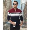 imageBoladeci Mens Sweaters Quarter Zip Pullover Premium Cotton Comfort Mock Neck Striped Fall Winter Fashion Thermal SweatersNavy Blue Light Grey
