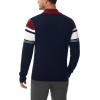 imageBoladeci Mens Sweaters Quarter Zip Pullover Premium Cotton Comfort Mock Neck Striped Fall Winter Fashion Thermal SweatersNavy Blue Wine Red