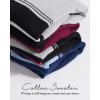 imageBoladeci Mens Sweaters Quarter Zip Pullover Premium Cotton Comfort Mock Neck Striped Fall Winter Fashion Thermal SweatersNavy Blue Wine Red