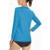 imageBoladeci Womens Swim Shirts Long Sleeve V Neck UPF 50 Sun Protection Quick Dry Rash Guard Workout TopsBlue Green