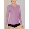 imageBoladeci Womens Swim Shirts Long Sleeve V Neck UPF 50 Sun Protection Quick Dry Rash Guard Workout TopsGray Purple