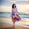 imageUOUA Women Wrap Midi Dress Casual Floral ALine Dresses 34 Sleeves VNeck Cocktail Party DressLightblue