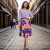 imageUOUA Women Wrap Midi Dress Casual Floral ALine Dresses 34 Sleeves VNeck Cocktail Party DressLightblue