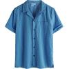 imageVATPAVE Boys Button Down Shirt Short Sleeve Casual Hawaiian Shirt Cuban Collar Summer Shirts with PocketPure Aquablue