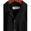 imageVATPAVE Boys Button Down Shirt Short Sleeve Casual Hawaiian Shirt Cuban Collar Summer Shirts with PocketPure Black