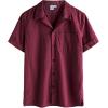 imageVATPAVE Boys Button Down Shirt Short Sleeve Casual Hawaiian Shirt Cuban Collar Summer Shirts with PocketPure Winered