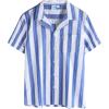 imageVATPAVE Boys Button Down Shirt Short Sleeve Casual Hawaiian Shirt Cuban Collar Summer Shirts with PocketRoyalblue White