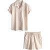 imageVATPAVE Mens Casual 2 Piece Outfits Short Sleeve Button Down Hawaiian Summer Shirts Beach Short SetsKhaki