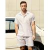 imageVATPAVE Mens Casual 2 Piece Outfits Short Sleeve Button Down Hawaiian Summer Shirts Beach Short SetsKhaki