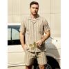 imageVATPAVE Mens Casual 2 Piece Outfits Short Sleeve Button Down Hawaiian Summer Shirts Beach Short SetsKhaki Brown