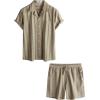 imageVATPAVE Mens Casual 2 Piece Outfits Short Sleeve Button Down Hawaiian Summer Shirts Beach Short SetsKhaki Brown