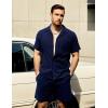 imageVATPAVE Mens Casual 2 Piece Outfits Short Sleeve Button Down Hawaiian Summer Shirts Beach Short SetsPure Navy