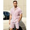 imageVATPAVE Mens Casual 2 Piece Outfits Short Sleeve Button Down Hawaiian Summer Shirts Beach Short SetsRed