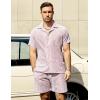 imageVATPAVE Mens Casual 2 Piece Outfits Short Sleeve Button Down Hawaiian Summer Shirts Beach Short SetsRed
