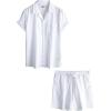 imageVATPAVE Mens Casual 2 Piece Outfits Short Sleeve Button Down Hawaiian Summer Shirts Beach Short SetsWhite