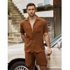 imageVATPAVE Mens Casual 2 Piece Short Sets Short Sleeve Button Down Hawaiian Textured Shirts Summer Beach Outfits