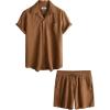 imageVATPAVE Mens Casual 2 Piece Short Sets Short Sleeve Button Down Hawaiian Textured Shirts Summer Beach Outfits
