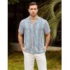 imageVATPAVE Mens Casual Striped Shirts Short Sleeve Button Down Summer Shirts Regular Fit Beach Shirts with PocketBlack Blue