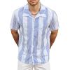 imageVATPAVE Mens Casual Striped Shirts Short Sleeve Button Down Summer Shirts Regular Fit Beach Shirts with PocketLight Blue