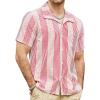 imageVATPAVE Mens Casual Striped Shirts Short Sleeve Button Down Summer Shirts Regular Fit Beach Shirts with PocketRed