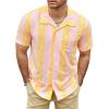 imageVATPAVE Mens Casual Striped Shirts Short Sleeve Button Down Summer Shirts Regular Fit Beach Shirts with PocketYellow Pink