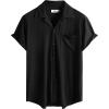 imageVATPAVE Mens Casual Summer Shirts Short Sleeve Button Down Shirts Fashion Textured Beach Hawaiian Shirts with PocketBlack