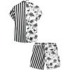 imageVATPAVE Mens Flamingo Hawaiian Sets Casual Short Sleeve Button Down Shirts Beach OutfitsBlack