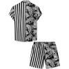 imageVATPAVE Mens Flamingo Hawaiian Sets Casual Short Sleeve Button Down Shirts Beach OutfitsBlack Leopard
