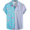imageVATPAVE Mens Flamingo Hawaiian Sets Casual Short Sleeve Button Down Shirts Beach OutfitsBlue Flamingo