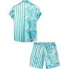 imageVATPAVE Mens Flamingo Hawaiian Sets Casual Short Sleeve Button Down Shirts Beach OutfitsBlue White