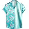 imageVATPAVE Mens Flamingo Hawaiian Sets Casual Short Sleeve Button Down Shirts Beach OutfitsBlue White