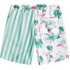 imageVATPAVE Mens Flamingo Hawaiian Sets Casual Short Sleeve Button Down Shirts Beach OutfitsCyan